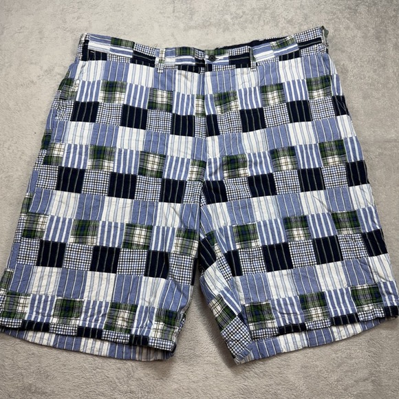 Tommy Hilfiger Other - Tommy Hilfiger Shorts Mens 42 Blue Green Patchwork Madras Plaid Preppy Summer